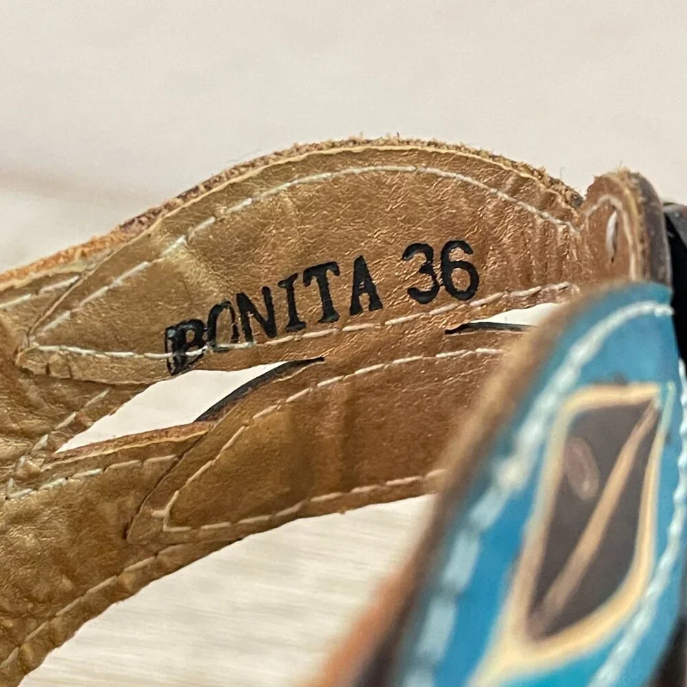 Spring Step L'artiste Bonita Sandals Platform Wedge Dragonfly Leather Colorful 6